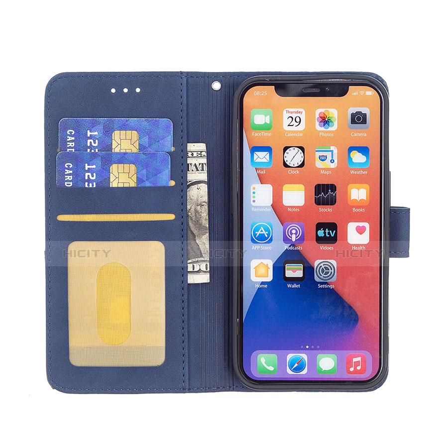 Coque Portefeuille Motif Fantaisie Livre Cuir Etui Clapet L06 pour Apple iPhone 14 Bleu Plus