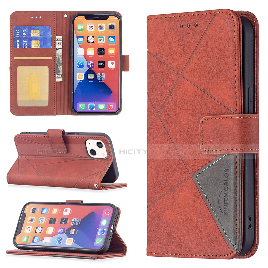 Coque Portefeuille Motif Fantaisie Livre Cuir Etui Clapet L06 pour Apple iPhone 14 Marron Plus