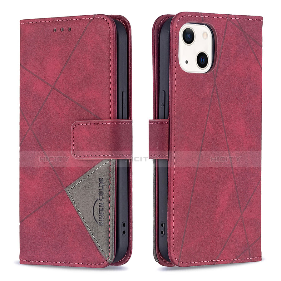 Coque Portefeuille Motif Fantaisie Livre Cuir Etui Clapet L06 pour Apple iPhone 14 Plus Rouge Plus