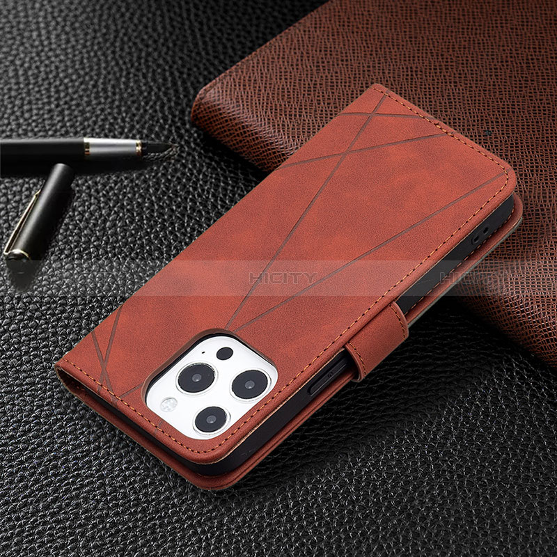 Coque Portefeuille Motif Fantaisie Livre Cuir Etui Clapet L06 pour Apple iPhone 14 Pro Marron Plus