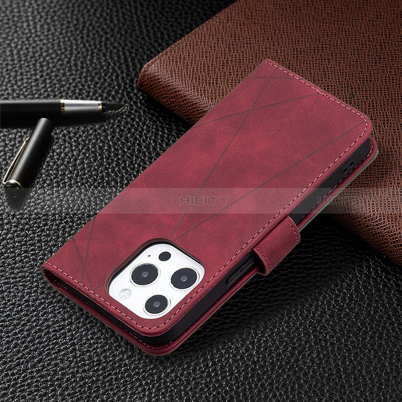 Coque Portefeuille Motif Fantaisie Livre Cuir Etui Clapet L06 pour Apple iPhone 14 Pro Max Rouge Plus