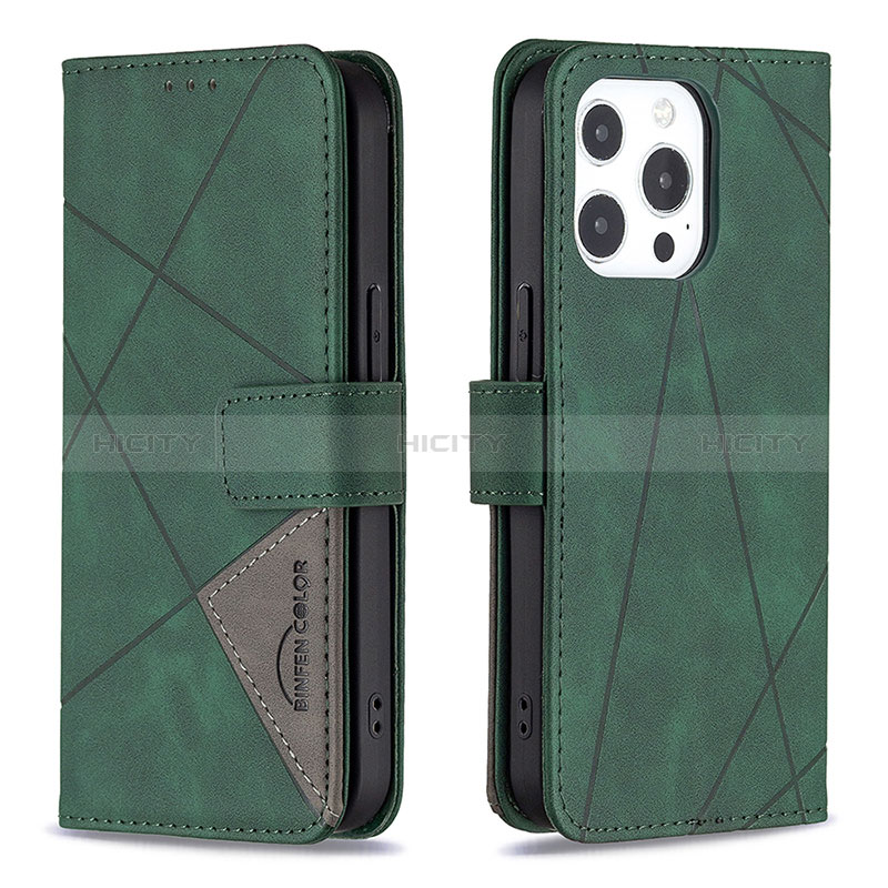 Coque Portefeuille Motif Fantaisie Livre Cuir Etui Clapet L06 pour Apple iPhone 14 Pro Max Vert Plus