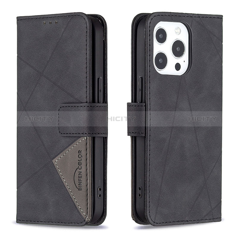 Coque Portefeuille Motif Fantaisie Livre Cuir Etui Clapet L06 pour Apple iPhone 14 Pro Noir Plus