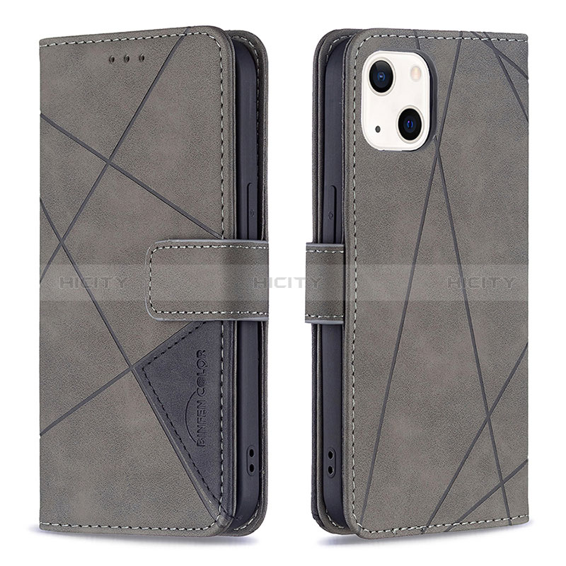 Coque Portefeuille Motif Fantaisie Livre Cuir Etui Clapet L06 pour Apple iPhone 15 Gris Plus