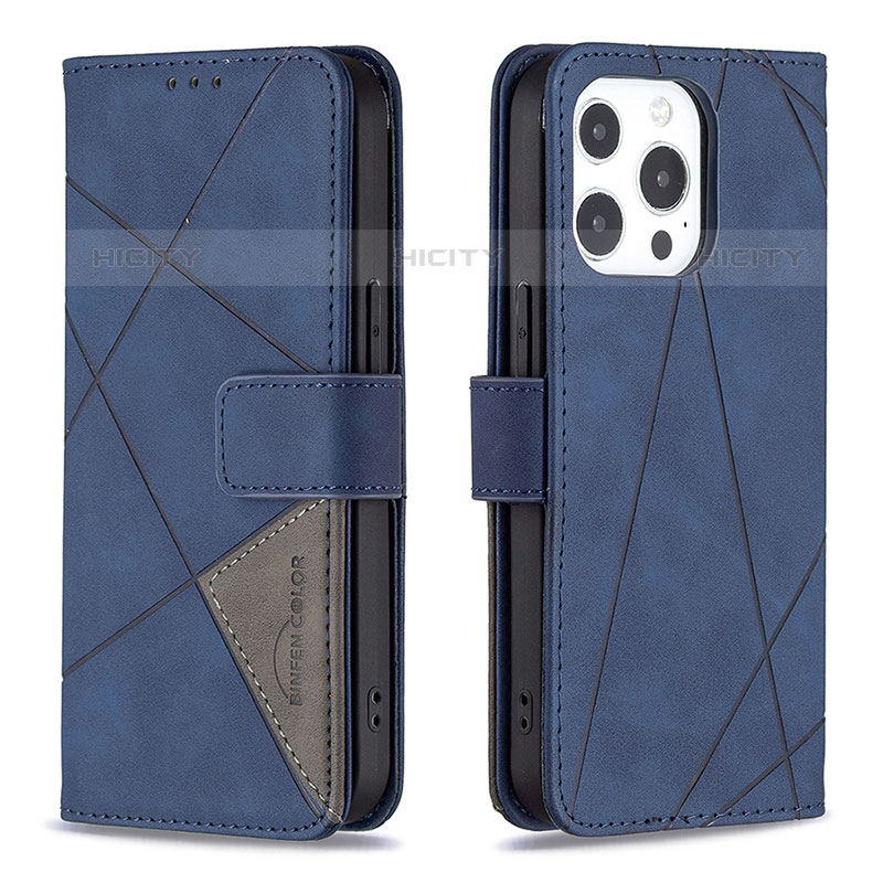 Coque Portefeuille Motif Fantaisie Livre Cuir Etui Clapet L06 pour Apple iPhone 15 Pro Max Bleu Plus