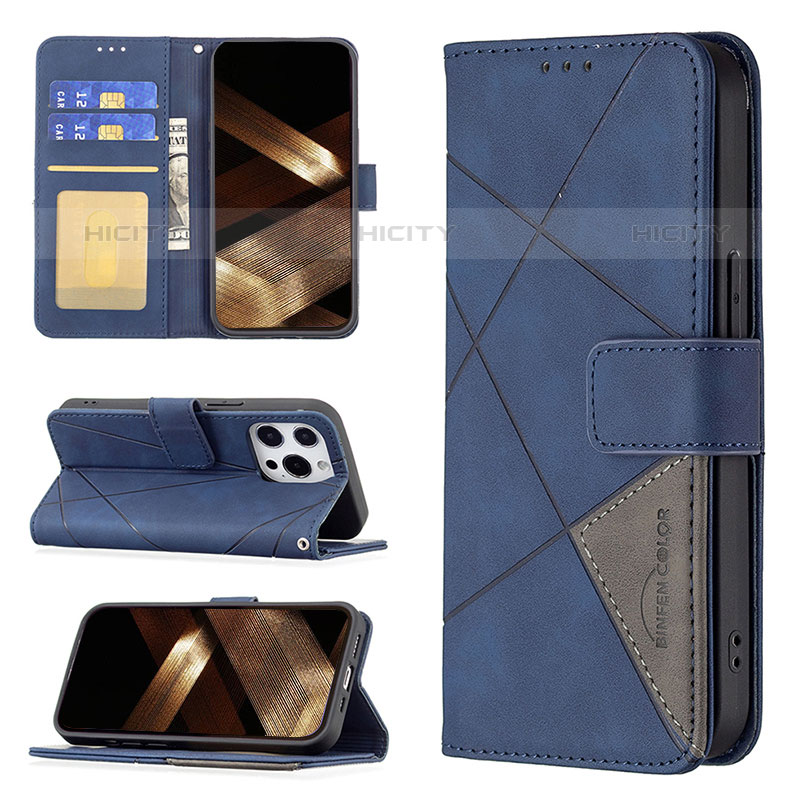 Coque Portefeuille Motif Fantaisie Livre Cuir Etui Clapet L06 pour Apple iPhone 15 Pro Max Bleu Plus