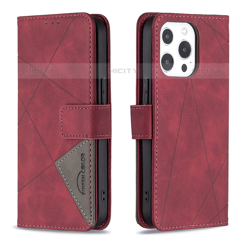 Coque Portefeuille Motif Fantaisie Livre Cuir Etui Clapet L06 pour Apple iPhone 16 Pro Max Rouge Plus