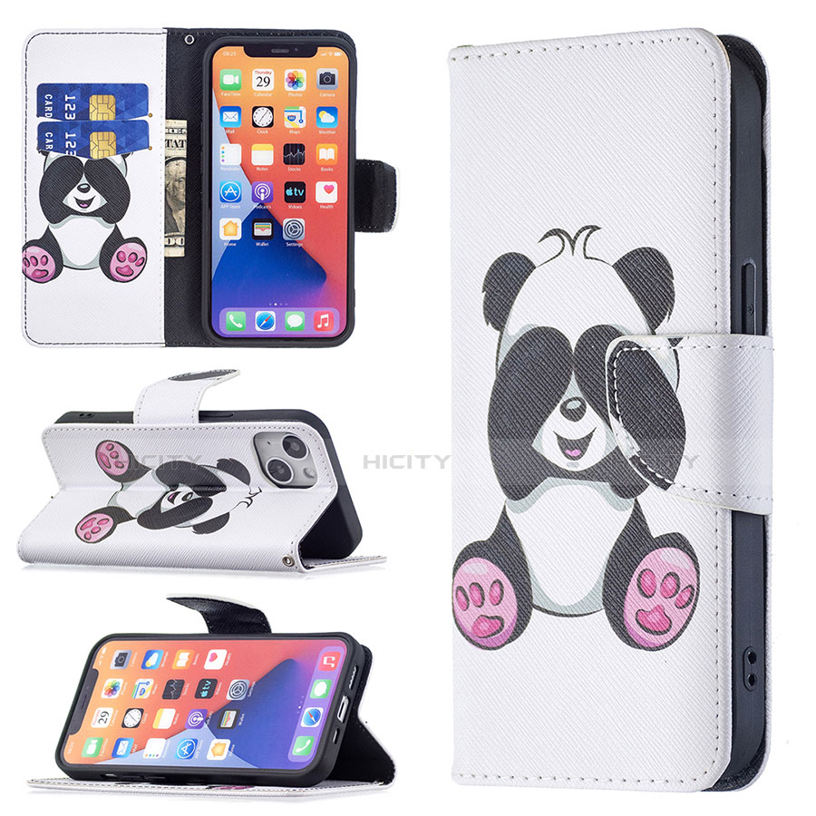 Coque Portefeuille Motif Fantaisie Livre Cuir Etui Clapet L07 pour Apple iPhone 14 Blanc Plus