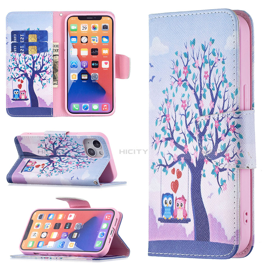 Coque Portefeuille Motif Fantaisie Livre Cuir Etui Clapet L07 pour Apple iPhone 14 Mixte Plus