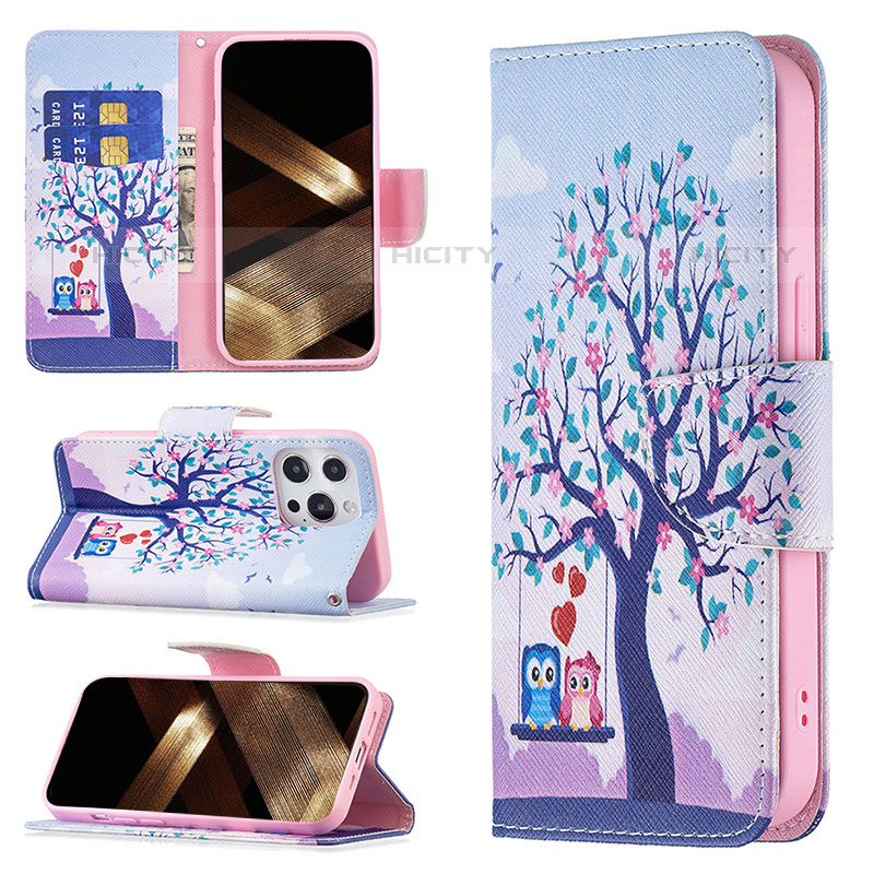 Coque Portefeuille Motif Fantaisie Livre Cuir Etui Clapet L07 pour Apple iPhone 15 Pro Max Mixte Plus