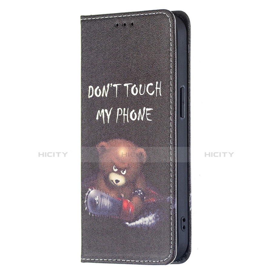 Coque Portefeuille Motif Fantaisie Livre Cuir Etui Clapet pour Apple iPhone 14 Noir Plus