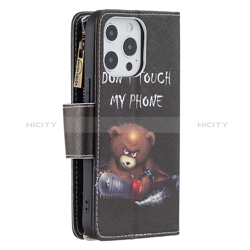 Coque Portefeuille Motif Fantaisie Livre Cuir Etui Clapet pour Apple iPhone 14 Pro Max Noir Plus