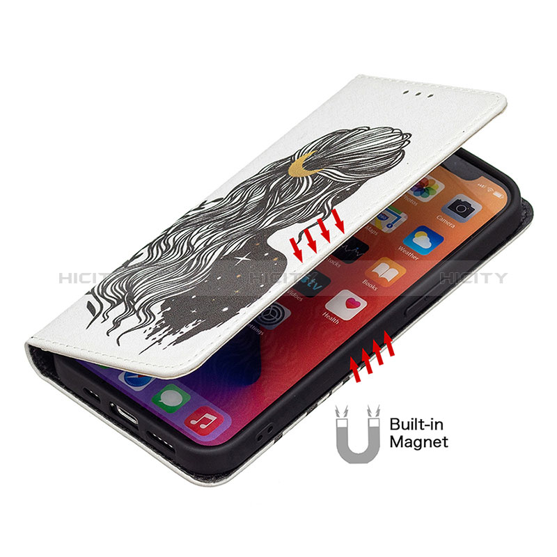 Coque Portefeuille Motif Fantaisie Livre Cuir Etui Clapet pour Apple iPhone 15 Plus Gris Plus