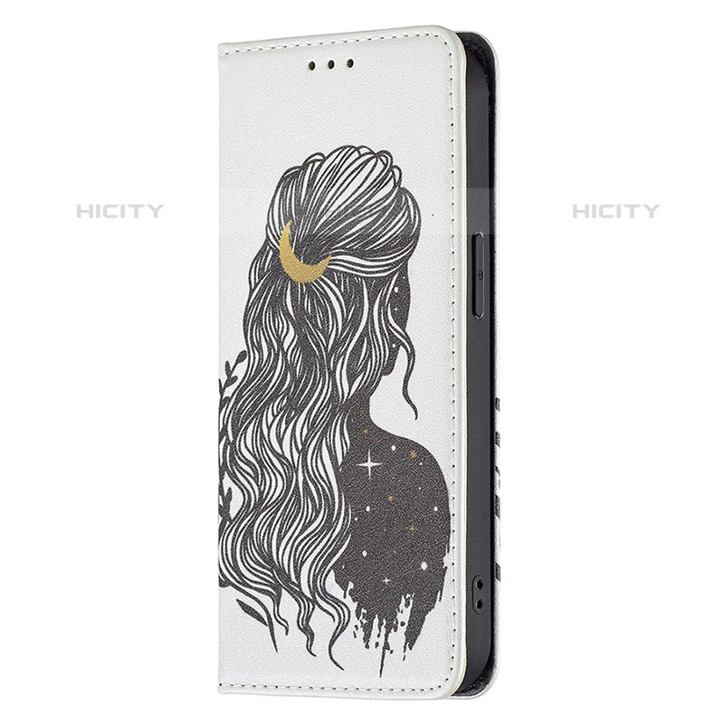 Coque Portefeuille Motif Fantaisie Livre Cuir Etui Clapet pour Apple iPhone 15 Pro Gris Plus