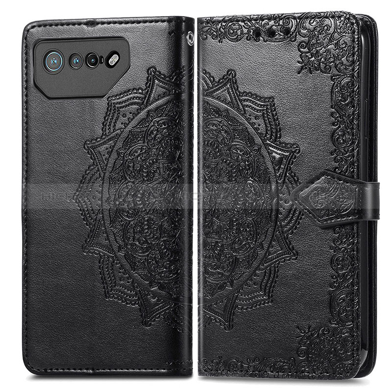 Coque Portefeuille Motif Fantaisie Livre Cuir Etui Clapet pour Asus ROG Phone 7 Pro Noir Plus