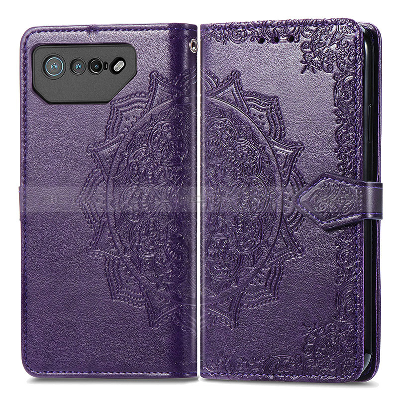 Coque Portefeuille Motif Fantaisie Livre Cuir Etui Clapet pour Asus ROG Phone 7 Pro Violet Plus