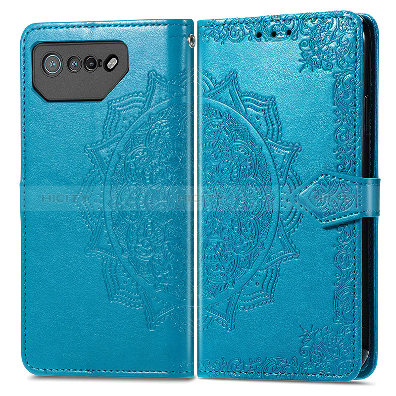 Coque Portefeuille Motif Fantaisie Livre Cuir Etui Clapet pour Asus ROG Phone 7 Ultimate Bleu Plus