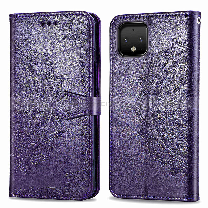 Coque Portefeuille Motif Fantaisie Livre Cuir Etui Clapet pour Google Pixel 4 Violet Plus