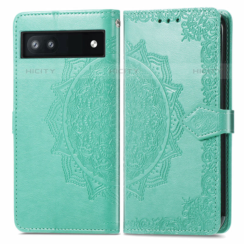 Coque Portefeuille Motif Fantaisie Livre Cuir Etui Clapet pour Google Pixel 6a 5G Vert Plus