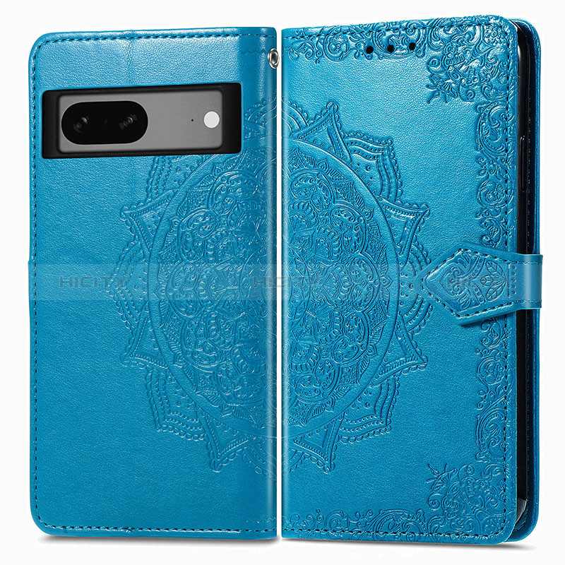 Coque Portefeuille Motif Fantaisie Livre Cuir Etui Clapet pour Google Pixel 7 5G Bleu Plus