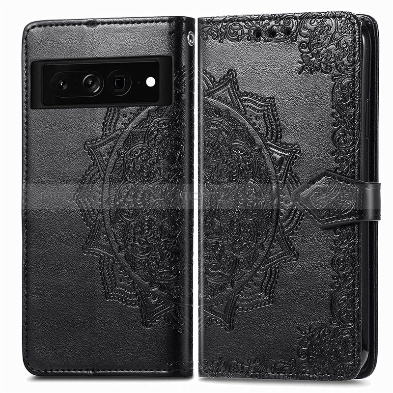 Coque Portefeuille Motif Fantaisie Livre Cuir Etui Clapet pour Google Pixel 7 Pro 5G Noir Plus