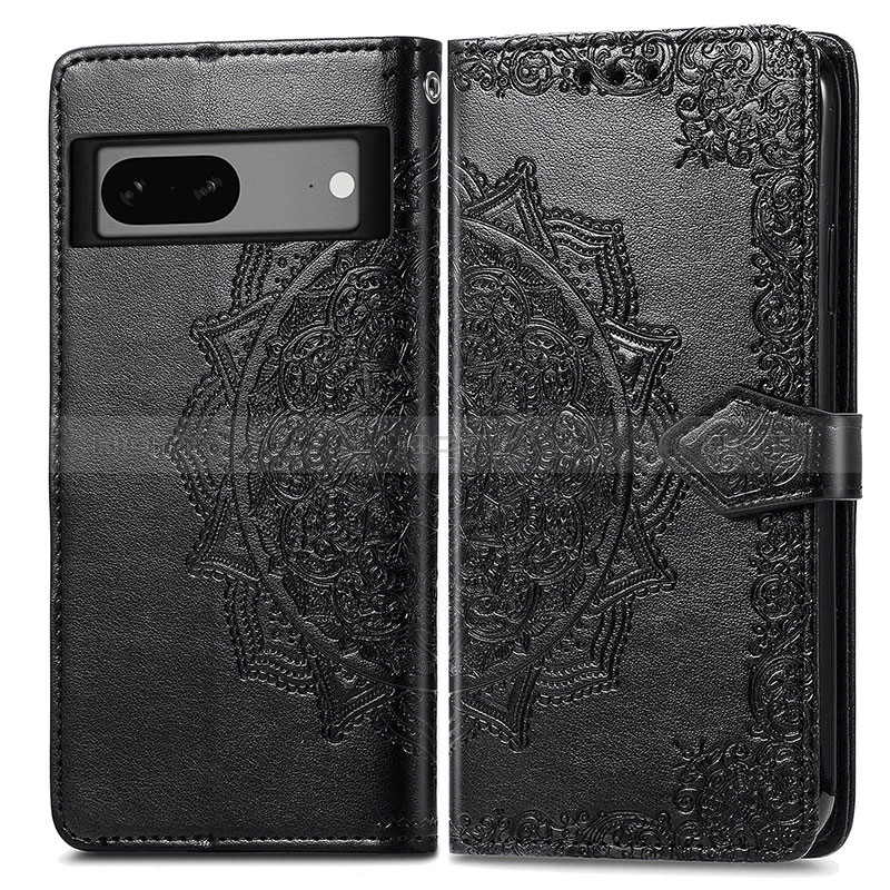 Coque Portefeuille Motif Fantaisie Livre Cuir Etui Clapet pour Google Pixel 7a 5G Noir Plus