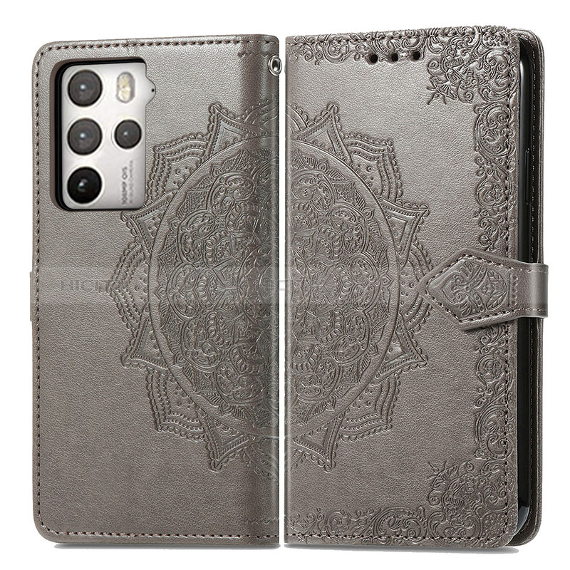 Coque Portefeuille Motif Fantaisie Livre Cuir Etui Clapet pour HTC U23 Pro 5G Gris Plus