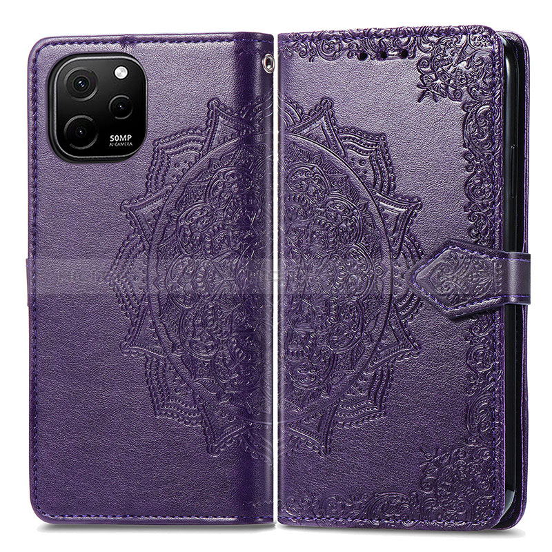 Coque Portefeuille Motif Fantaisie Livre Cuir Etui Clapet pour Huawei Enjoy 50z Violet Plus