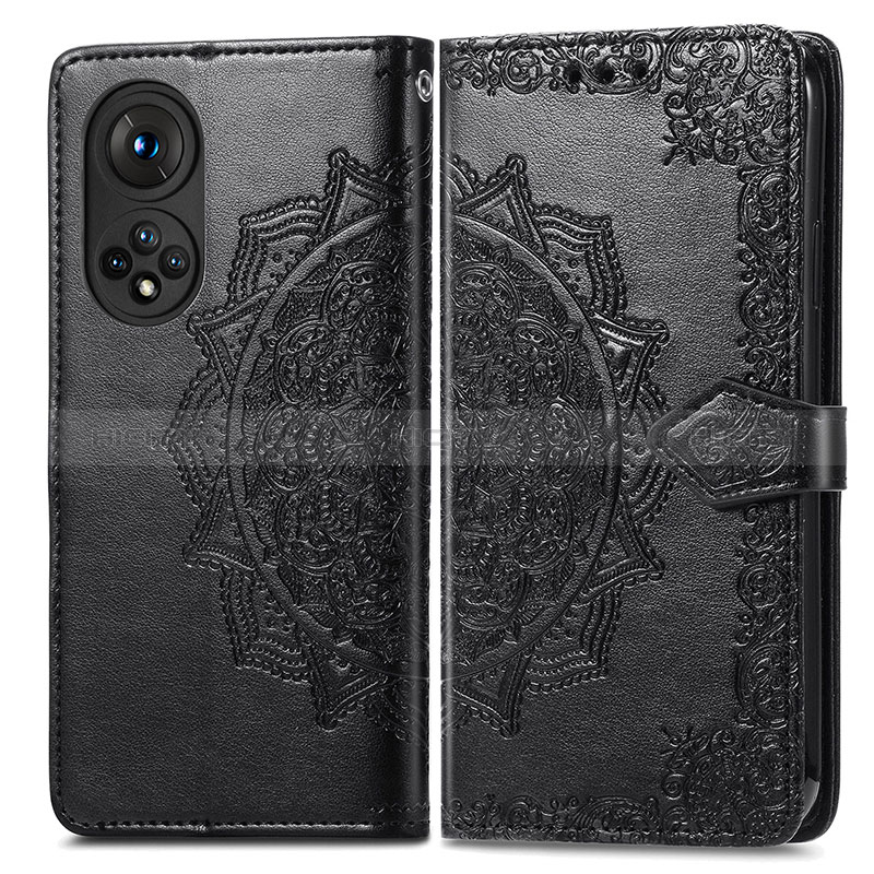 Coque Portefeuille Motif Fantaisie Livre Cuir Etui Clapet pour Huawei Honor 50 5G Noir Plus