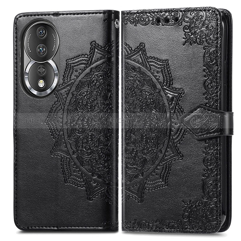 Coque Portefeuille Motif Fantaisie Livre Cuir Etui Clapet pour Huawei Honor 80 5G Noir Plus