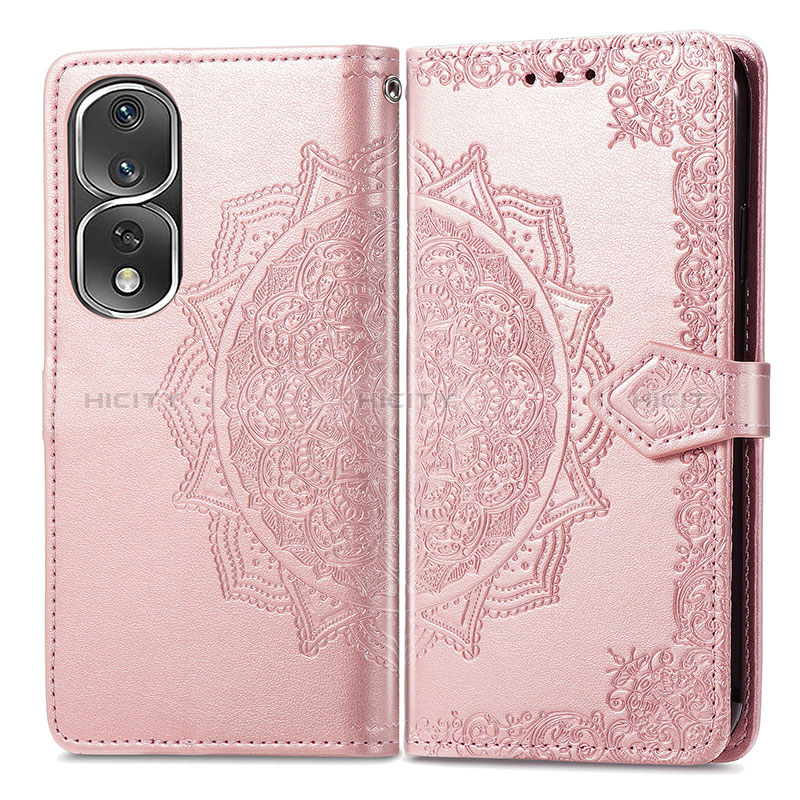 Coque Portefeuille Motif Fantaisie Livre Cuir Etui Clapet pour Huawei Honor 80 Pro 5G Or Rose Plus