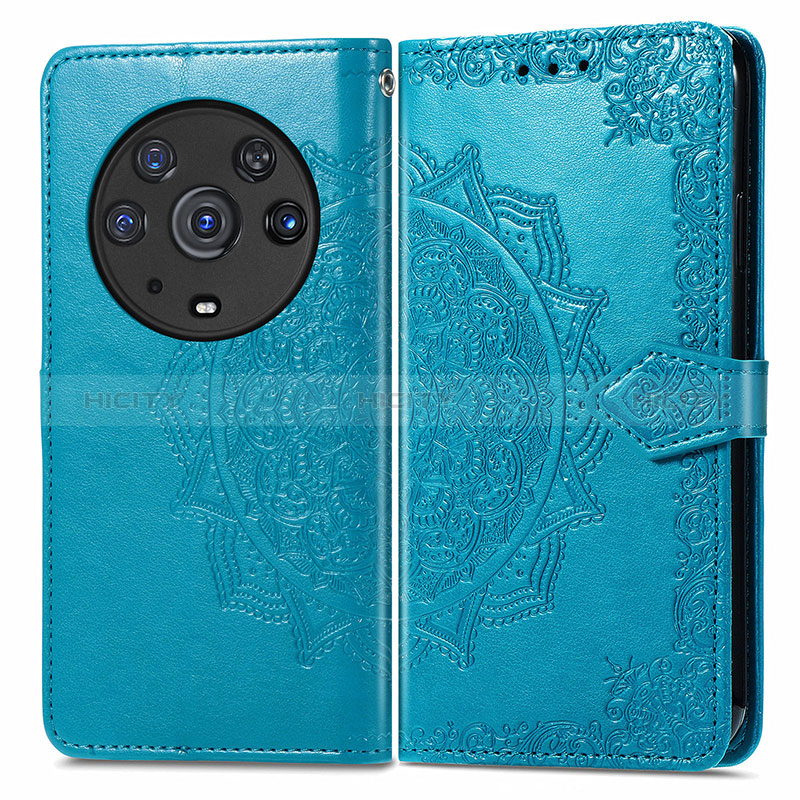 Coque Portefeuille Motif Fantaisie Livre Cuir Etui Clapet pour Huawei Honor Magic3 Pro 5G Bleu Plus