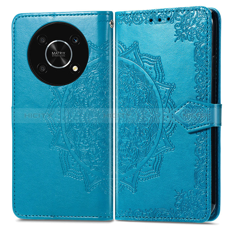 Coque Portefeuille Motif Fantaisie Livre Cuir Etui Clapet pour Huawei Honor Magic4 Lite 5G Bleu Plus