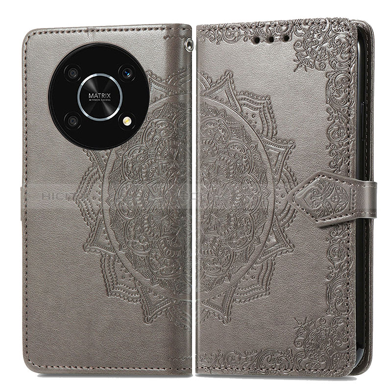 Coque Portefeuille Motif Fantaisie Livre Cuir Etui Clapet pour Huawei Honor Magic4 Lite 5G Gris Plus