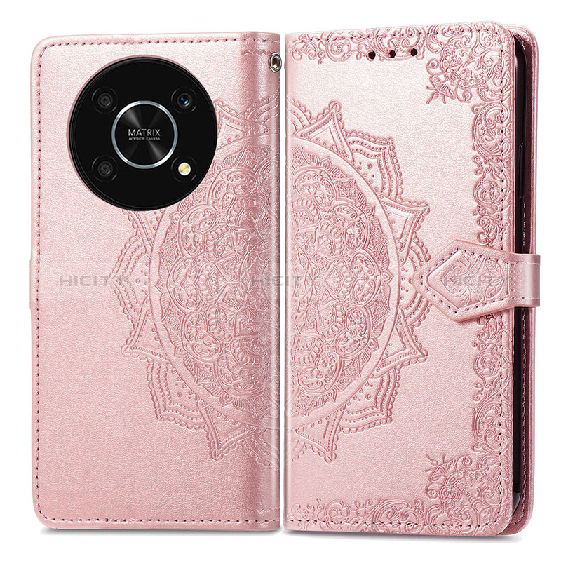 Coque Portefeuille Motif Fantaisie Livre Cuir Etui Clapet pour Huawei Honor Magic4 Lite 5G Or Rose Plus