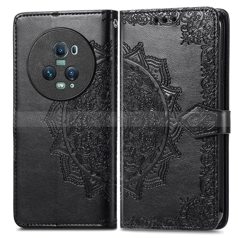 Coque Portefeuille Motif Fantaisie Livre Cuir Etui Clapet pour Huawei Honor Magic5 Pro 5G Noir Plus