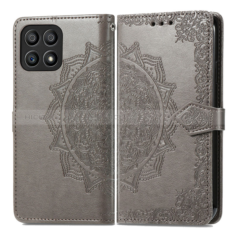 Coque Portefeuille Motif Fantaisie Livre Cuir Etui Clapet pour Huawei Honor X30i Gris Plus