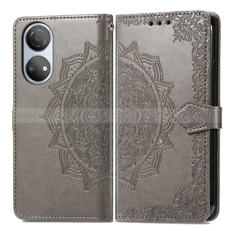 Coque Portefeuille Motif Fantaisie Livre Cuir Etui Clapet pour Huawei Honor X7 Gris Plus