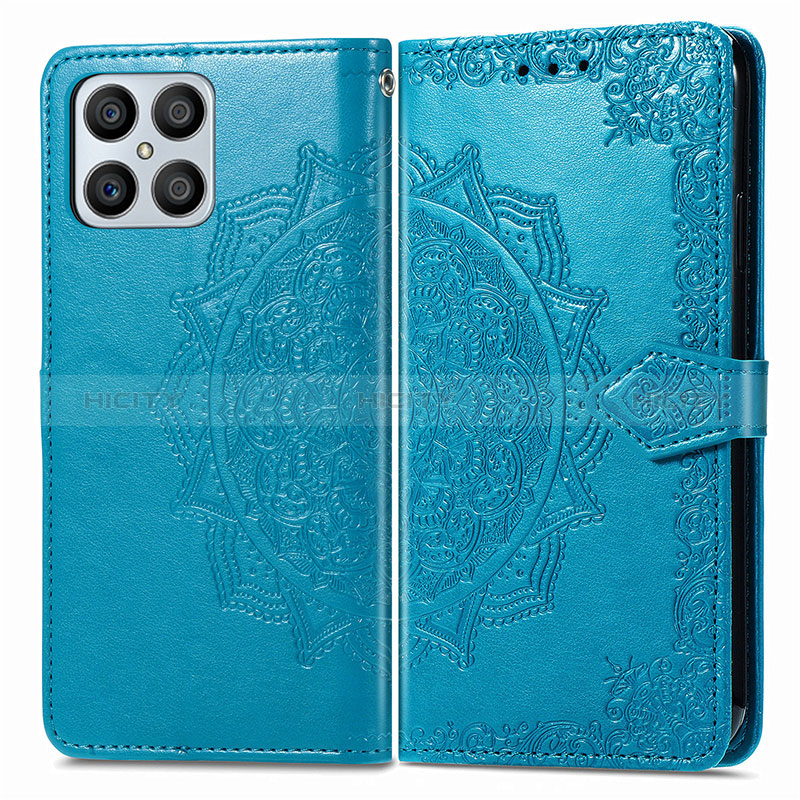 Coque Portefeuille Motif Fantaisie Livre Cuir Etui Clapet pour Huawei Honor X8 4G Bleu Plus