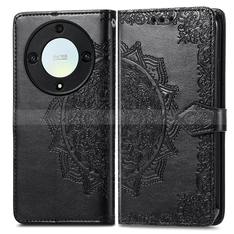 Coque Portefeuille Motif Fantaisie Livre Cuir Etui Clapet pour Huawei Honor X9a 5G Noir Plus