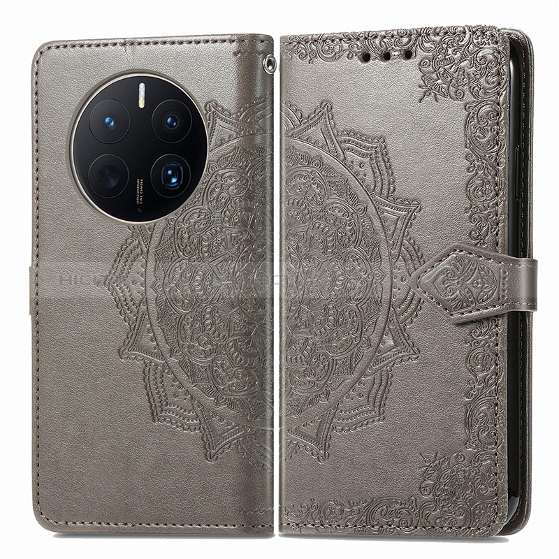 Coque Portefeuille Motif Fantaisie Livre Cuir Etui Clapet pour Huawei Mate 50 Pro Gris Plus