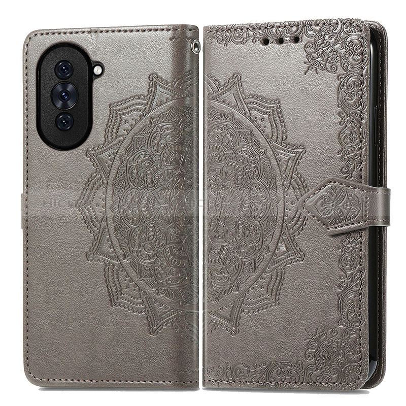 Coque Portefeuille Motif Fantaisie Livre Cuir Etui Clapet pour Huawei Nova 10 Gris Plus