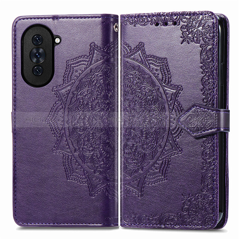 Coque Portefeuille Motif Fantaisie Livre Cuir Etui Clapet pour Huawei Nova 10 Pro Violet Plus