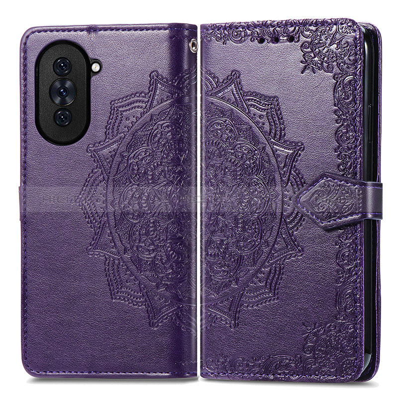 Coque Portefeuille Motif Fantaisie Livre Cuir Etui Clapet pour Huawei Nova 10 Violet Plus