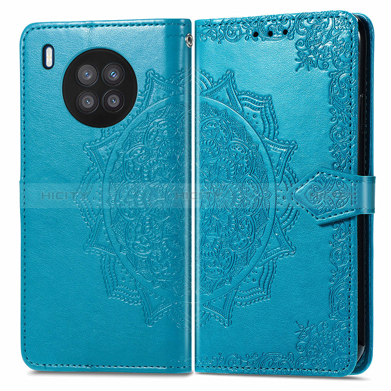 Coque Portefeuille Motif Fantaisie Livre Cuir Etui Clapet pour Huawei Nova 8i Bleu Plus