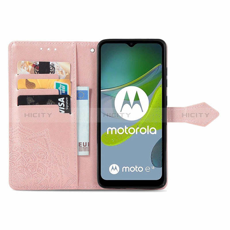 Coque Portefeuille Motif Fantaisie Livre Cuir Etui Clapet pour Motorola Moto E13 Plus