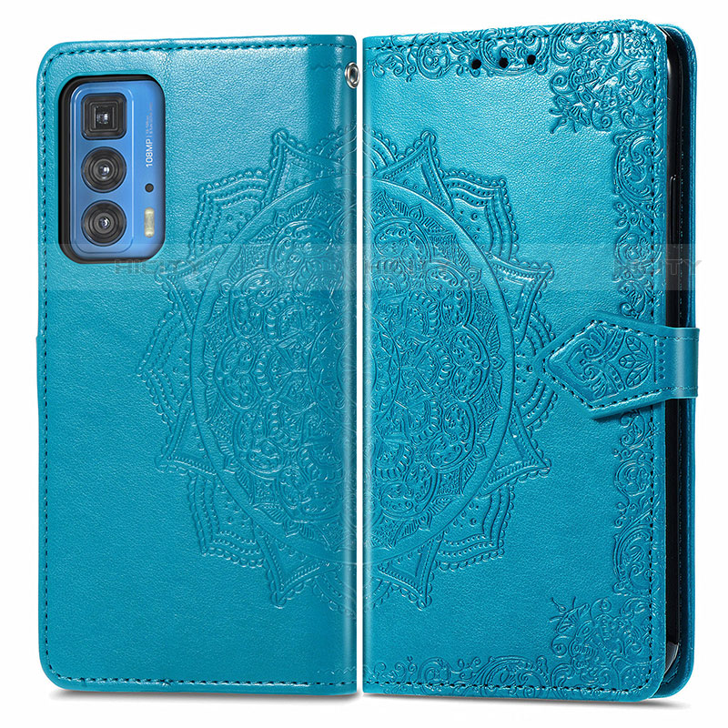 Coque Portefeuille Motif Fantaisie Livre Cuir Etui Clapet pour Motorola Moto Edge 20 Pro 5G Bleu Plus