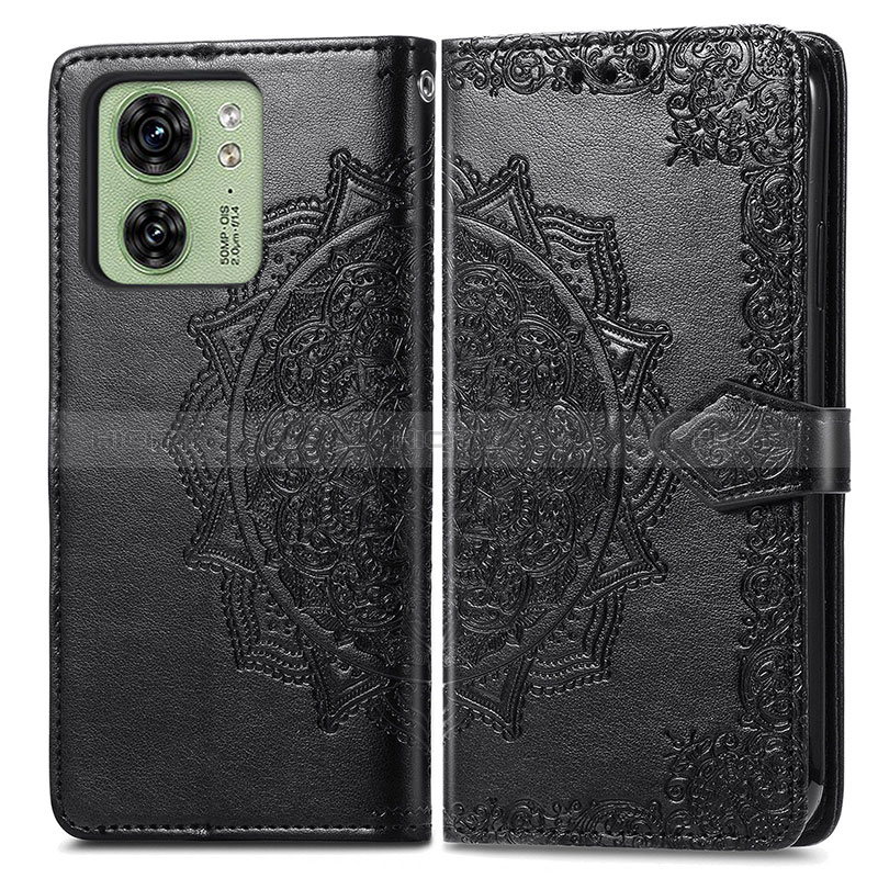 Coque Portefeuille Motif Fantaisie Livre Cuir Etui Clapet pour Motorola Moto Edge (2023) 5G Noir Plus