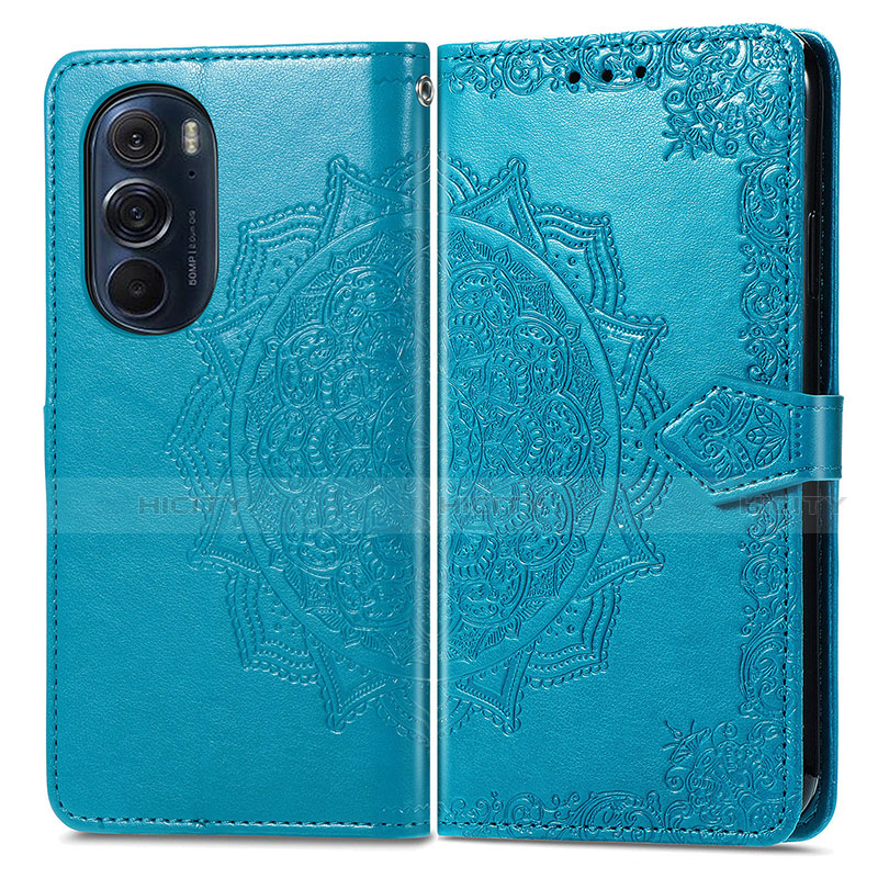 Coque Portefeuille Motif Fantaisie Livre Cuir Etui Clapet pour Motorola Moto Edge 30 Pro 5G Bleu Plus