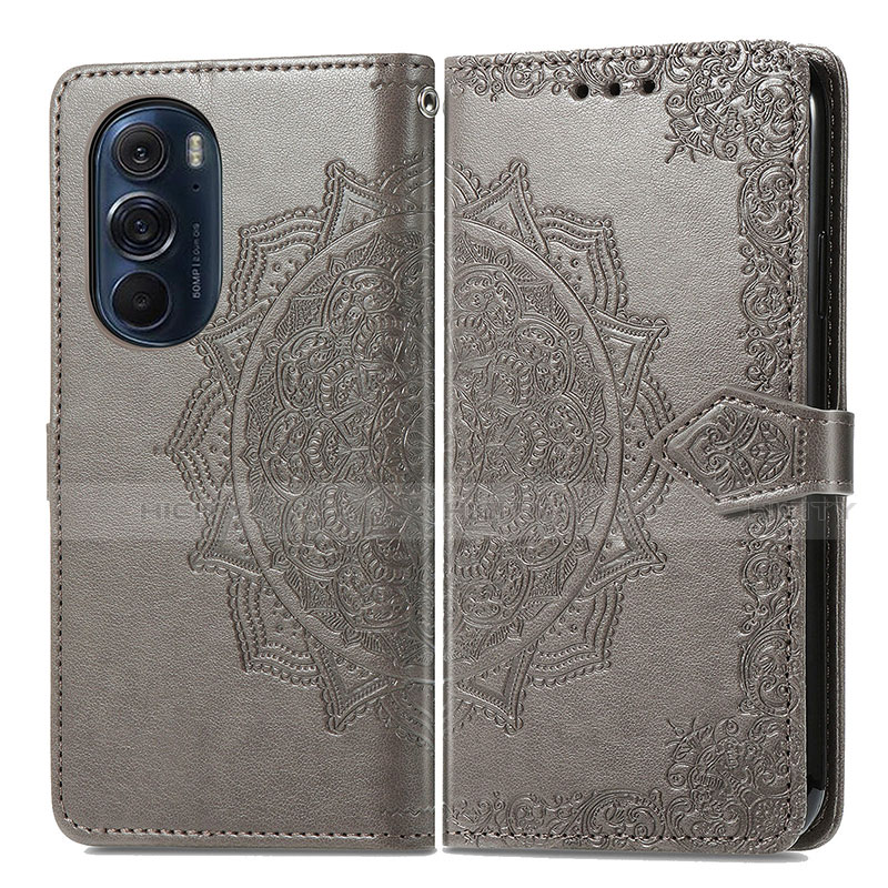 Coque Portefeuille Motif Fantaisie Livre Cuir Etui Clapet pour Motorola Moto Edge 30 Pro 5G Gris Plus